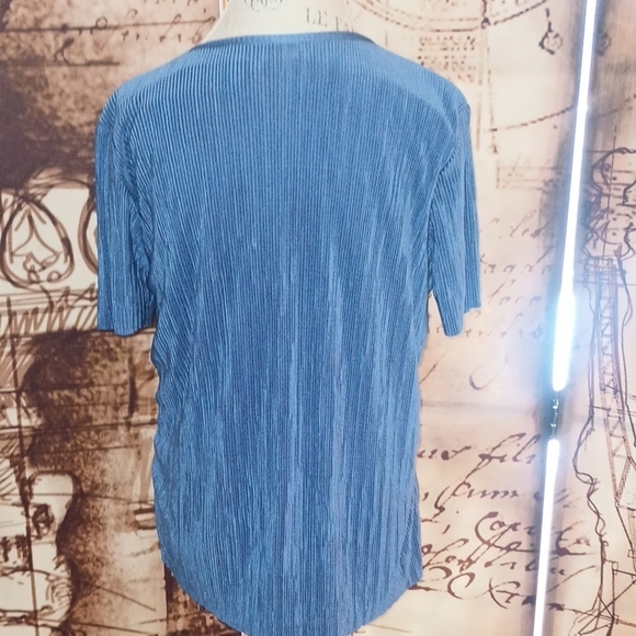 Alfred Dunner Textured Blue Blouse - Picture 3 of 4